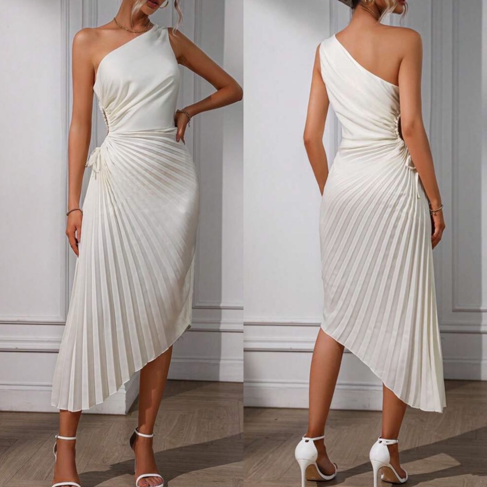 Elegant One-Shoulder White Dress